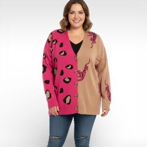 SHENHE NWOT Viscose Mixed Animal Print Cardigan – Size XXL